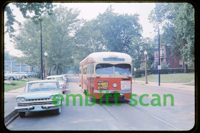 Original Slide, SLPS St. Louis Public Service PCC Trolley #1786, circa 1960