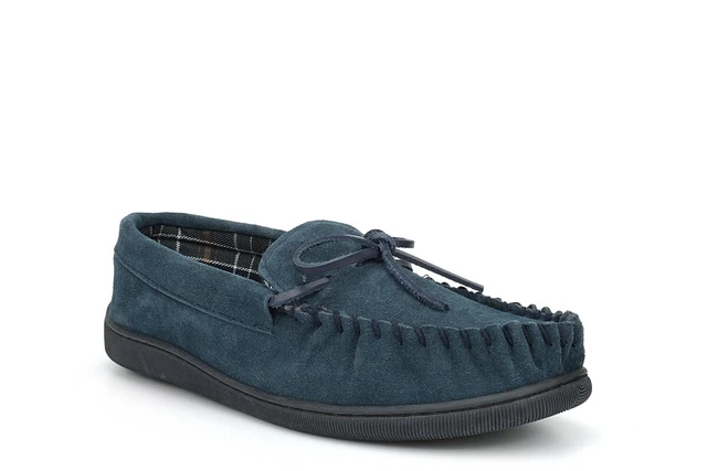 Dunlop Pantofole Mocassino Uomo In Pelle Scamosciata Con Fodera In Pile - Taglia 7, Nero