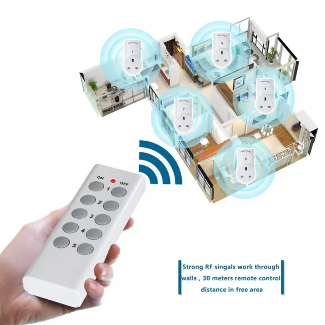 Wireless Remote Control Sockets Programmable Electrical UK Plug Outlet Switch 3