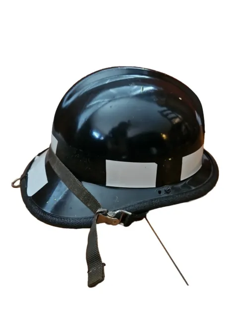 VINTAGE FIREFIGHTER FIRE Fighter Helmet Hat Fireman Black Reflective ...