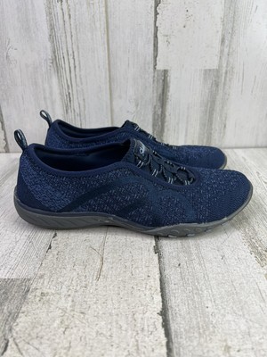 Skechers Breathe Easy Fortune Knit Shoes Womens Sz 6.5 Relaxed Fit Slip On Blue