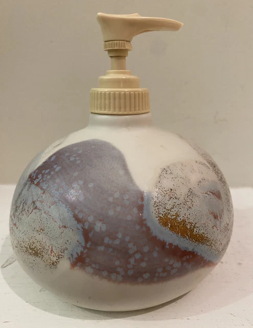 Kravec Studios Art Pottery Ceramic Lotion Soap Pump Dispenser Lavender Purple