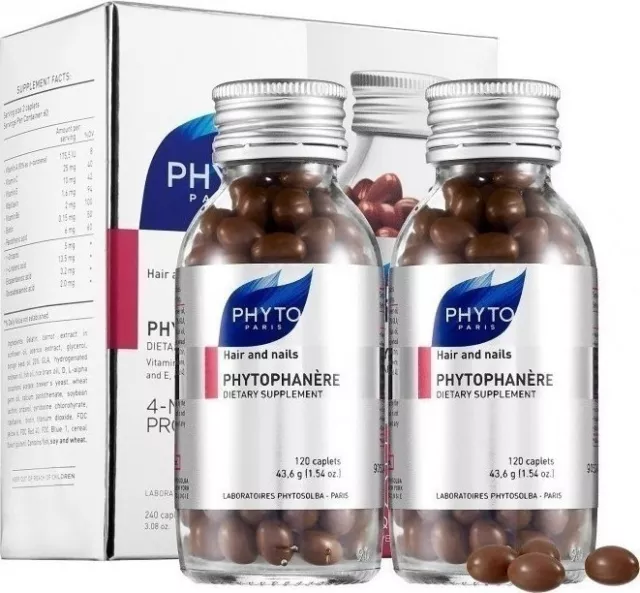 2x PHYTO Phytophanere Hair & Nails Dietary Supplement 2X 120 Caps