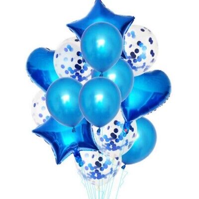 14 palloncini compleanno, battesimo e baby shower con coriandoli blu
