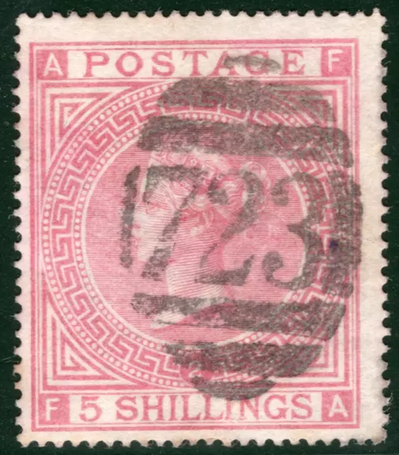 GB QV High Value SG.127 5s Pale Rose Plate 2 (1874) SOUTHAMPTON c£1,500 REDG97