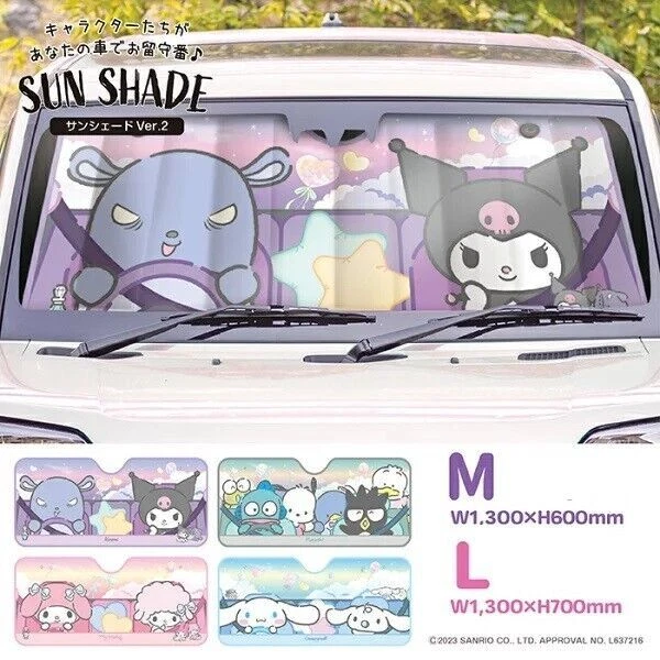 NEW Sanrio Car Sunshade Kuromi, My Melody, Cinnamoroll, Hapidanbui Sun Visor