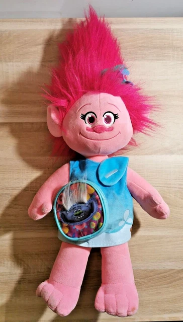 LARGE PRINCESS POPPY Trolls Plush Cuddly Toy Dreamworks With Purse 40cm