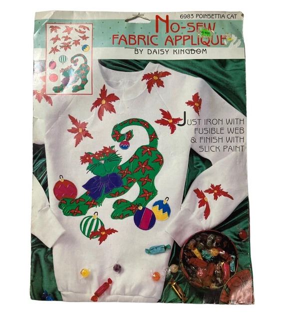 Aplique de tela sin costura Daisy Kingdom 6983 adornos de Navidad para gato de pascua