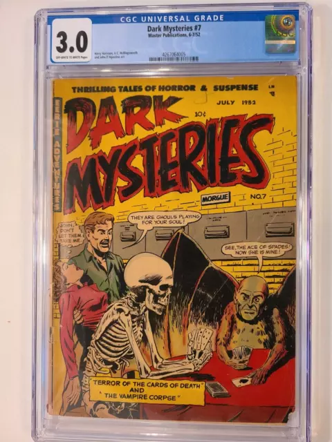 Dark Mysteries # 7 Master Pub 1952 Cgc 3.0 Skeleton Cover Scarce