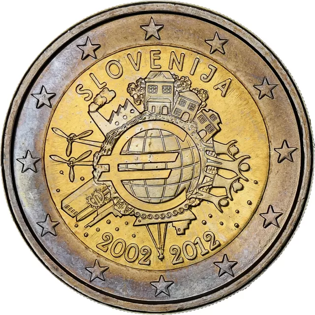 [#1163124] Slovénie, 2 Euro, 10 ans de l'Euro, 2012, SPL, Bimétallique