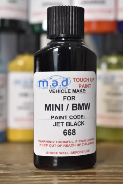 Touch Up Kit For Jet Black 668 Mini/BMW John Cooper S Bottle Brush Repair Paint