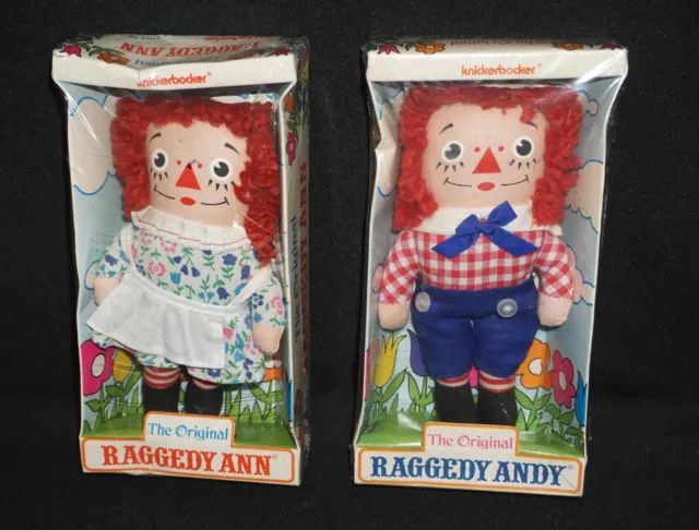 Vintage 1970's Knickerbocker The Original Raggedy Ann & Andy 6" Dolls ~ Sealed