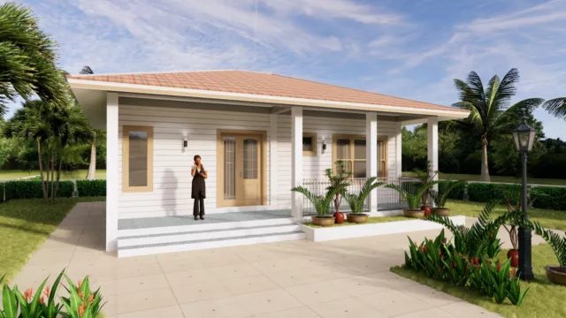 Small House Plans 32x16 Feet 9.5x8 Meter 1 Bed 1 Bath Hip Roof (A4 Hard Copy)