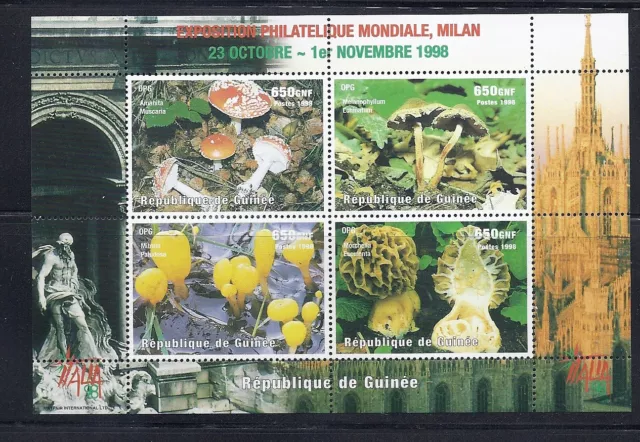 GUINEA 1998 Philatelic EXPO MUSHROOMS CHAMPIGNONS souvenir sheet VF MNH