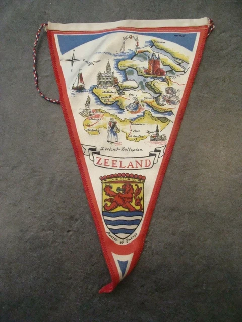 RARE - VINTAGE - Fanion - ZEELAND - PAYS-BAS - En soie - 26 cm - 2 photos