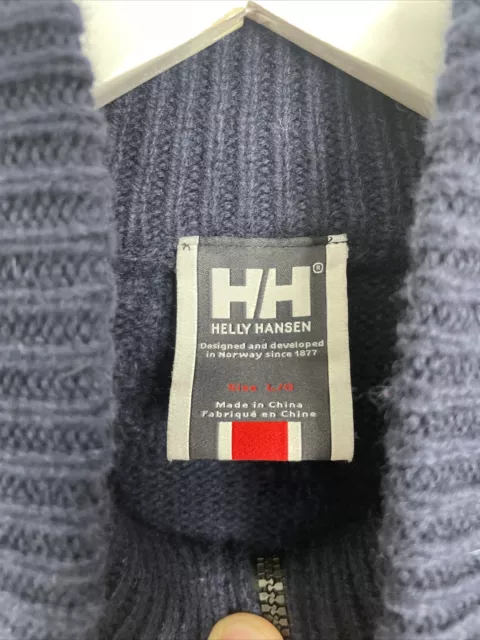 Helly Hansen lambs wool navy jumper size L full zip 3