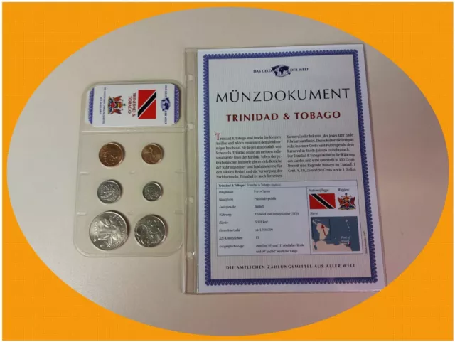 DAS GELD DER WELT MDM Trinidad und Tobago (Dollar)  KMS + Dokument 6 Münzen TOP