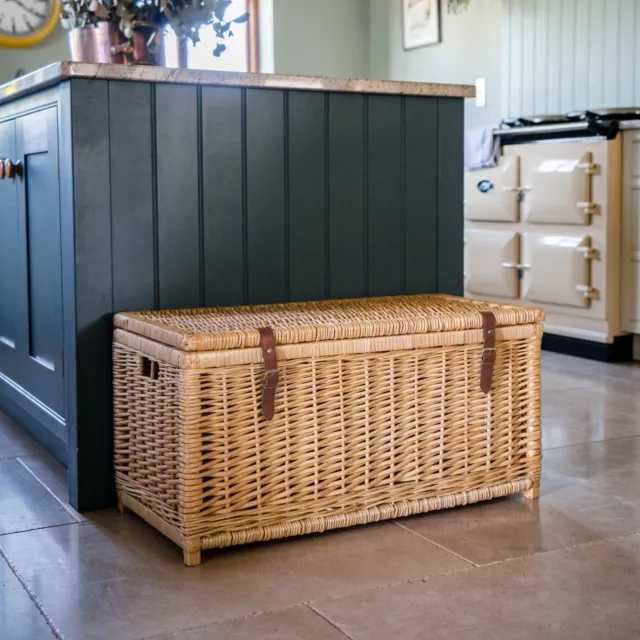 Deluxe Natural Lucca Wicker Storage Trunk - Two Sizes