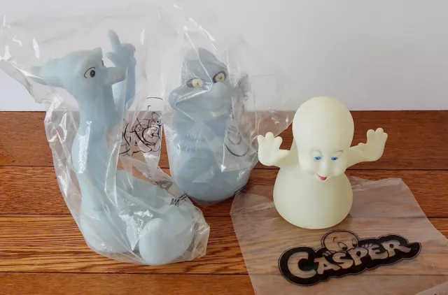 Casper the Friendly Ghost Glow in Dark Vinyl Pizza Hut toys 1995 Three with Bags