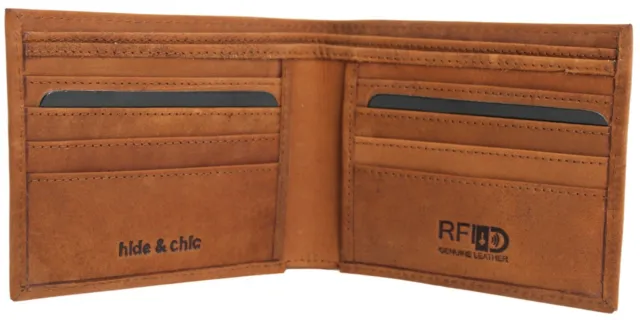 Quality Full Grain Cow Hide Hunter Leather Wallet. Style: 12050. RFID LINING.