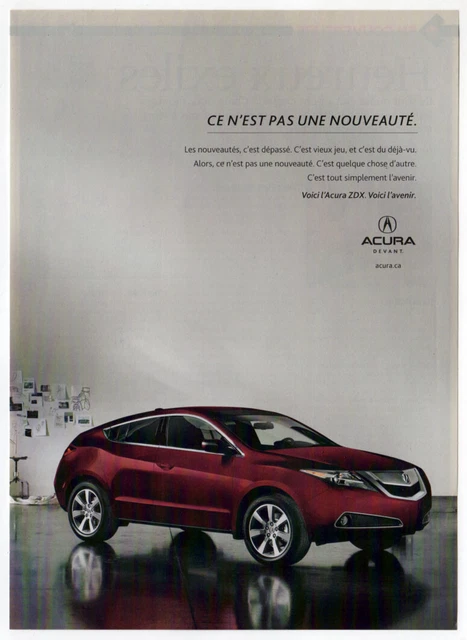 2010 ACURA ZDX Vintage Original Print AD | Red/Black SUV VUS photo French Canada