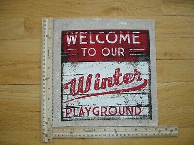 Welcome To Our Winter Playground  Cotton Quilt Fabric Block 9" x 9"