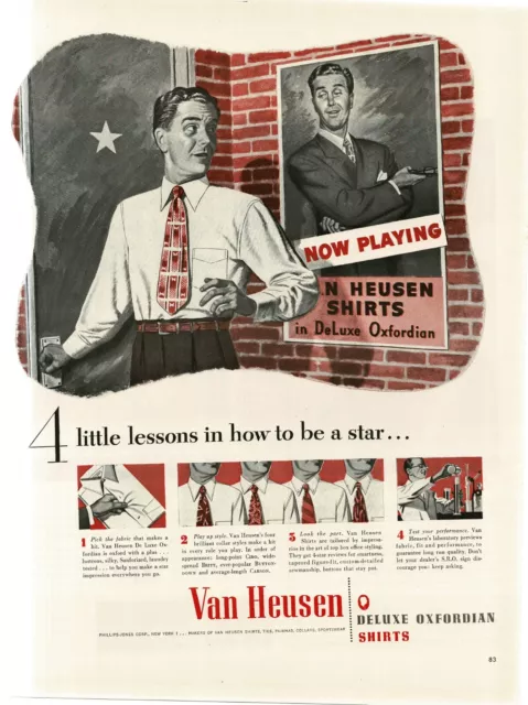 1946 Van Heusen Deluxe Oxfordian Men's Shirts art Vintage Print Ad