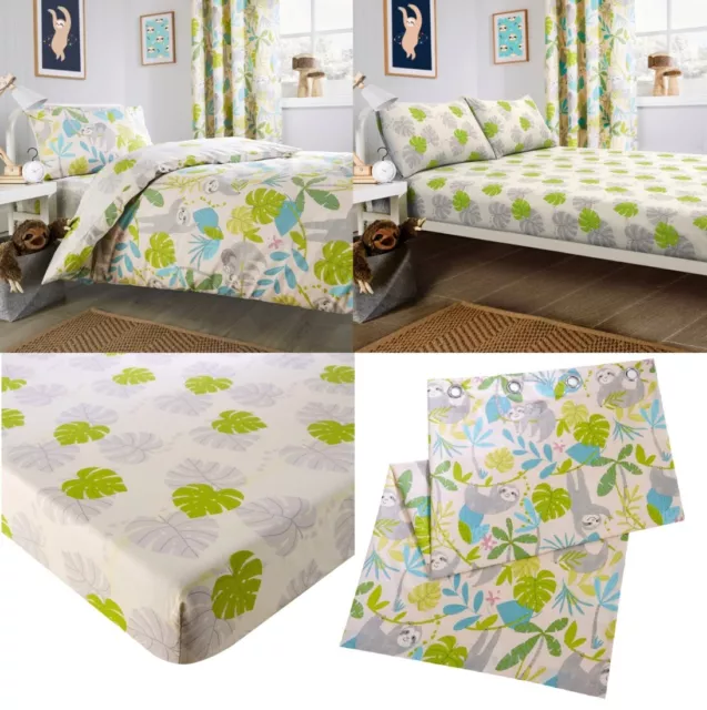 Juego de ropa de cama de hoja tropical rica en algodón perezoso para niños o sábana o cortina