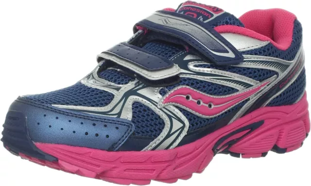 Saucony GRID COHESION 6 HL Girls Navy/Pink/Silver Hook and Loop Straps Sneakers