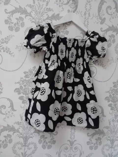 NEXT girls black white floral summer dress AGE 3 - 4 YEARS NEW BNWT