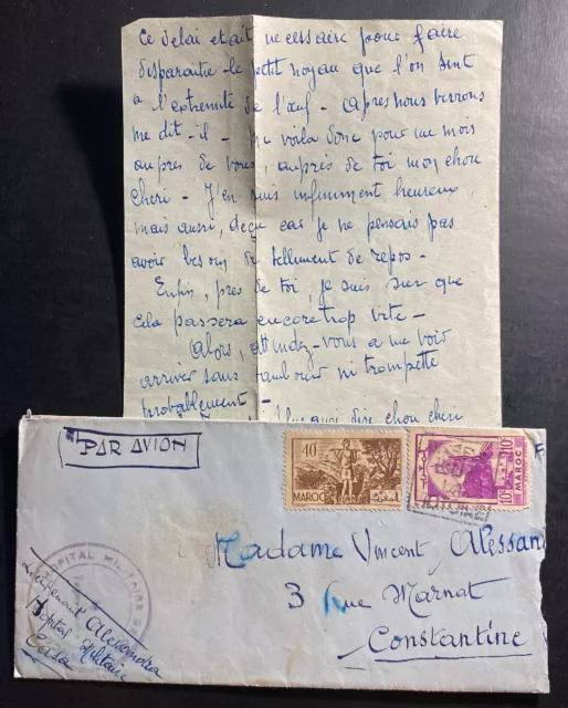 1943 Casablanca Morocco Military Hospital Airmail Cover To Constantinople