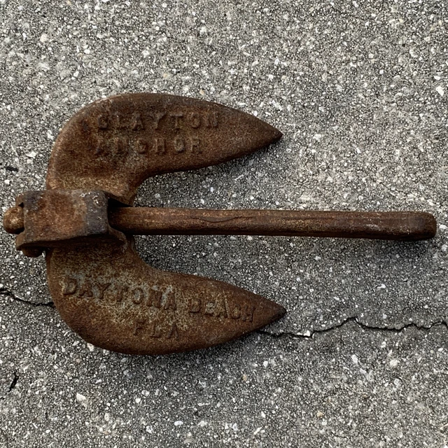 Vtg. CLAYTON Cast Iron Boat Anchor 10 pound Maritime Nautica Daytona Bch Florida
