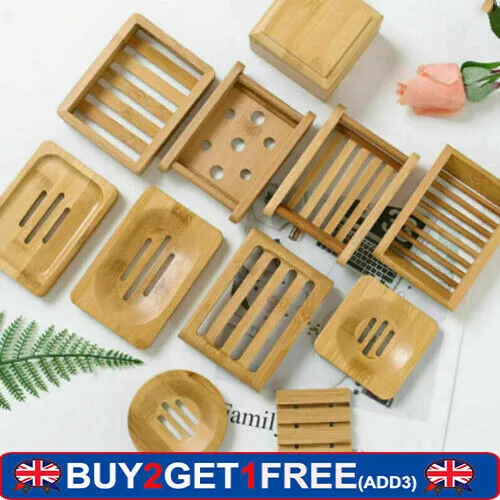 1pc Natural Wooden Bamboo Soap Dish Storage Holder Home Bath Sponges Accessories 2