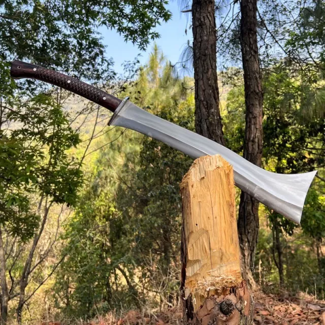 Custom Handmade Carbon Steel Blade Long Handed Machete Sword | Hunting Sword