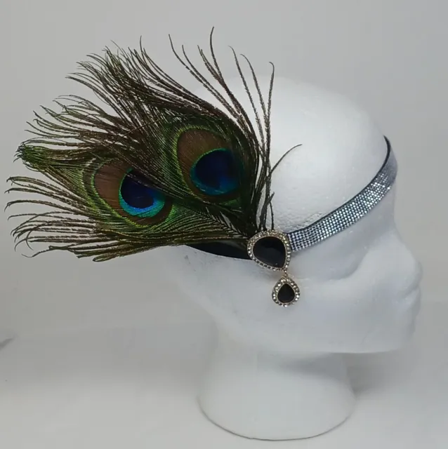 Peacock Feather Retro Style Headpiece, 1920's Great Gatsby Style Headband