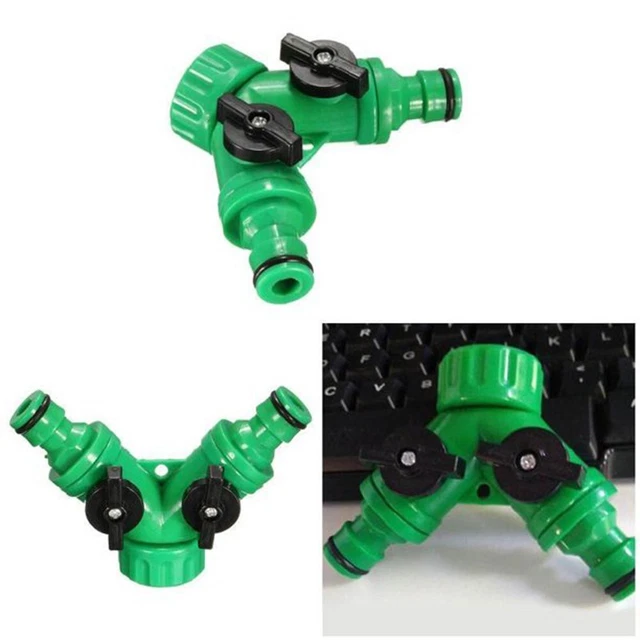 2Pcs Hose Pipe Valve Splitter Quick Connector Adaptor Y-shaped Garden Tap 2 Way 2