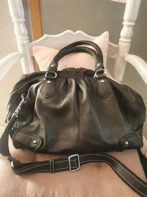 Grand Sac A Main Cuir Noir Graine Francinel 1 Defaut