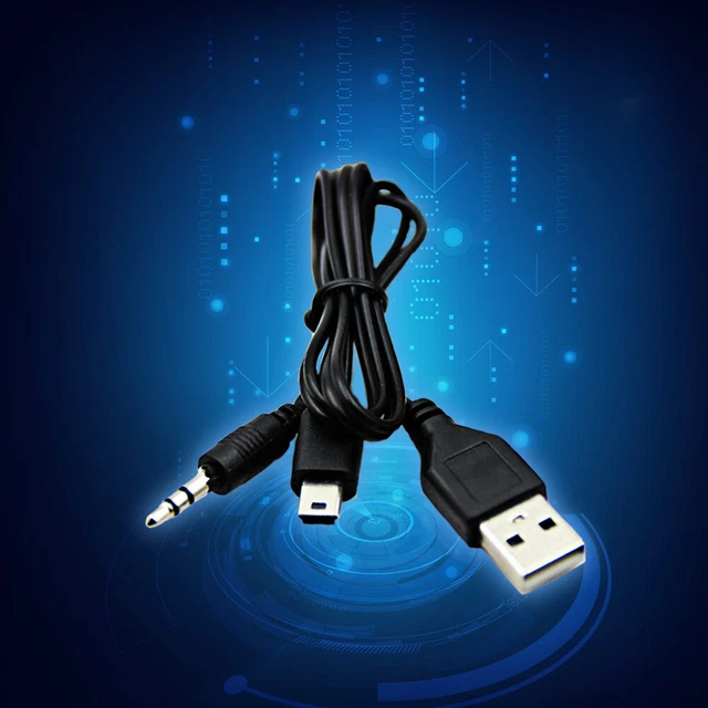 B 2.0 to 3.5mm Audio Aux Plug Male to Male Headphone Jack Cable Wire