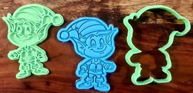 Christmas Elf Cookie Cutter and Stamp 3D Printed