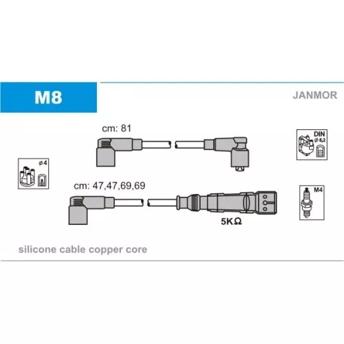 JANMOR Kit de câbles d'allumage pour M8