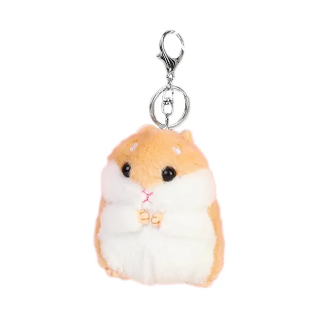 Cartoon Cute Hamster Plush Dolls Keychain Kawaii Backpack Pendants (Yellow)