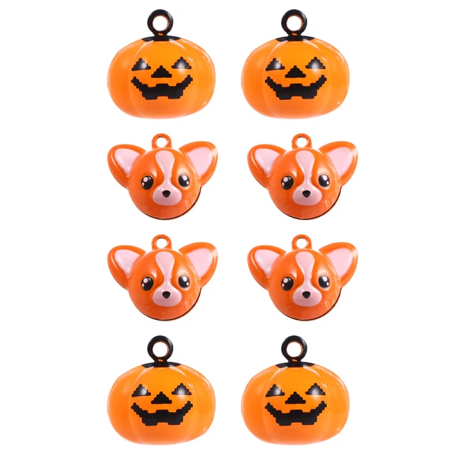 8 piezas Hermosas campanas pequeñas de metal y adornos colgantes de campana de calabaza