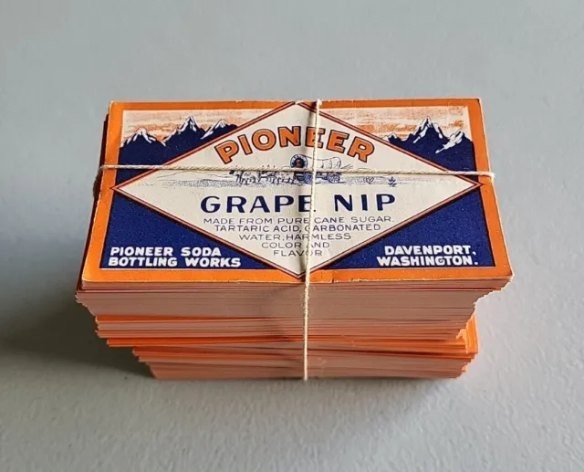 Wholesale Lot 100s Vtg Pioneer Grape Nip Bottle Label Soda Davenport Washington
