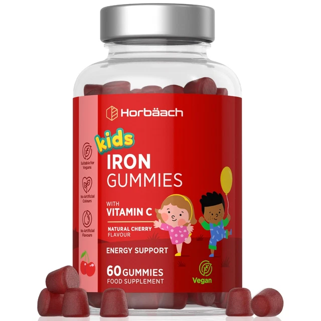 HORBAACH KIDS IRON Gummies 7mg with Vitamin C Cherry 60 Count £13.99 ...
