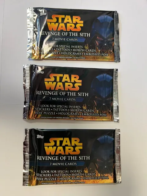 TOPPS Star Wars Revenge of the Sith Bundle 3x 7 Movie Cards Packs. New / Sealed