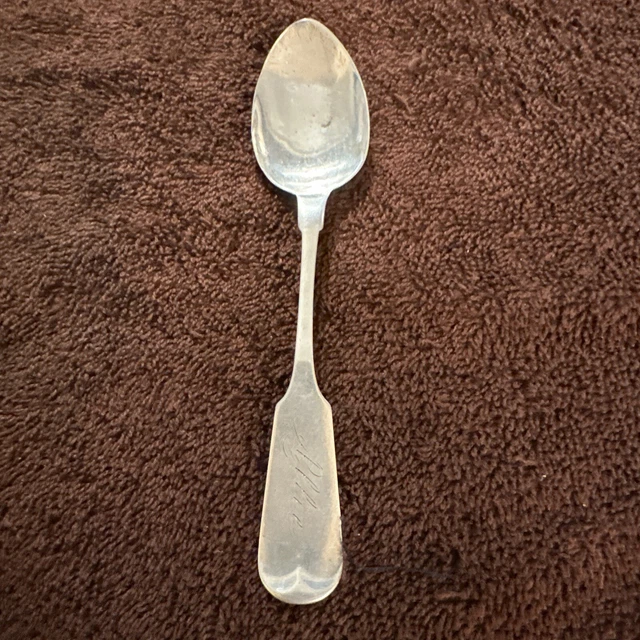 Antique Silver Teaspoon With Hallmark G, ?, 925 Over 1000 C Fiddle Monogram