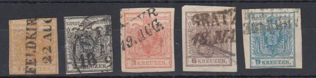 Austria 1850 - 1854 , 1k-  9k fine used