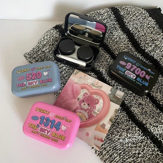 Custodia per lenti a contatto portatili alla moda per ragazze scatole per la cura delle lenti a contatto da viaggio F2