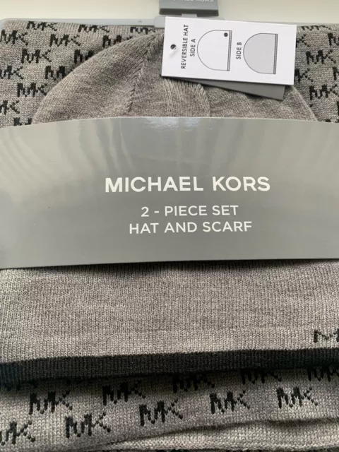 Michael Kors Hat & Matching Scarf Set. Black & Grey. NWT!