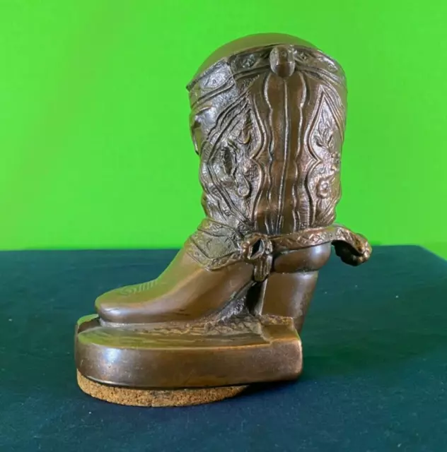 Cast Iron Bronze Cowboy Boot with Spurs Savings Coin Cash Money Stash Bank